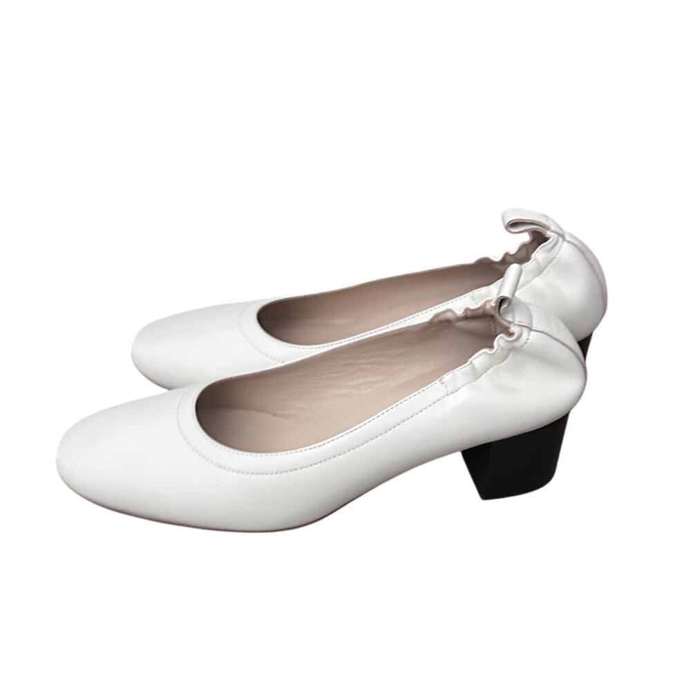 New Everlane The Day Heel Leather Slip On Pump Shoes Cream Size 10 Minimalist